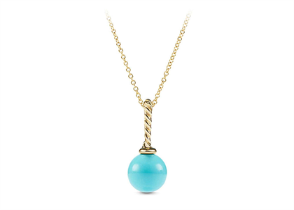 Gold Plated Twisted Aquamarine Round Hanging Pendant